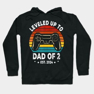 Leveled Up To Dad Of 2 Level Unlocked Daddy Again Father Day Hoodie